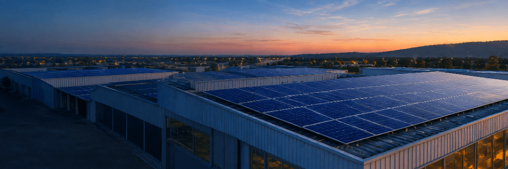 Commercial Solar Roof at Sunset